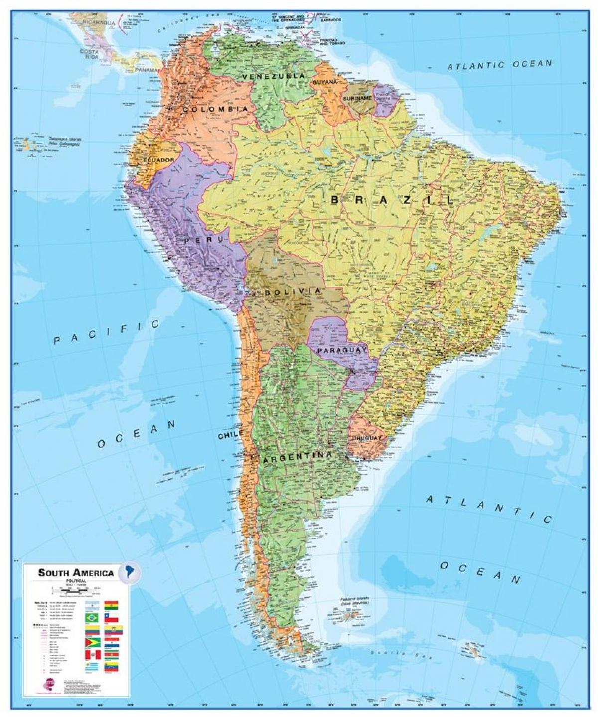 מפת פרו בדרום אמריקה.